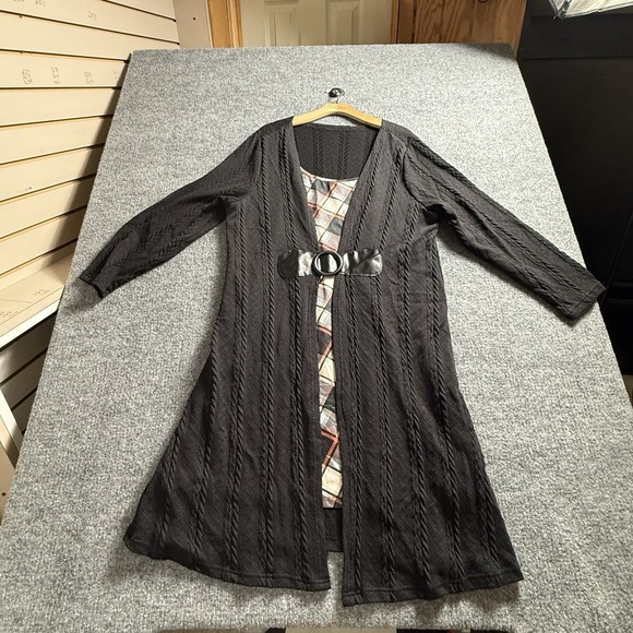 The Unbranded Brand Sweaters - Plus Size 3X 4X Plaid Dress Cable Knit Cardigan Overlay Belted Long Sleeve